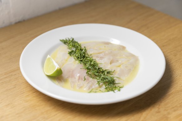 Pony’s snapper crudo is exactly what you’d expect from a wine bar.