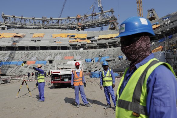 A file photo of work on the Lusail Stadium, a stadium purpose-built for the World Cup.