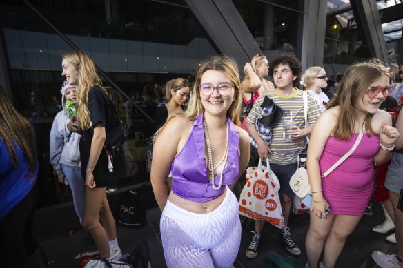 Bridie Caruana-Jervies, 18, waiting in line for the Harry Styles concert.