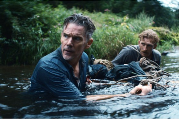 Ethan Hawke, left, and Austin Amelio in the film.