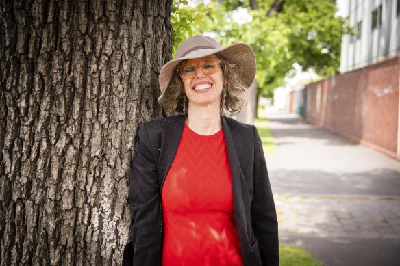 Labor candidate for Albert Park Nina Taylor at a polling station in the electorate on Saturday. 