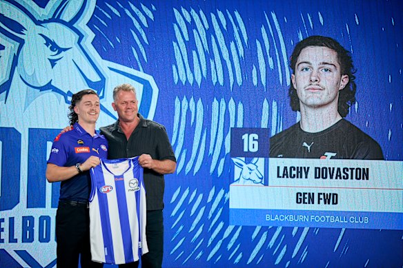 The Kangaroos picked up Lachy Dovaston at the draft with pick No.16.
