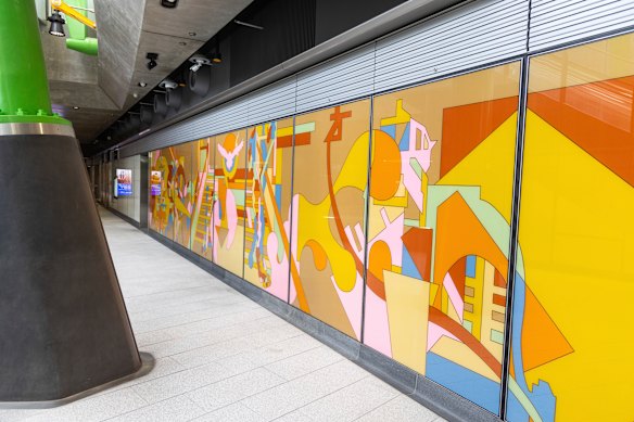 Part of Raafat Ishak’s Future Wall Painting, located throughout Anzac Station.