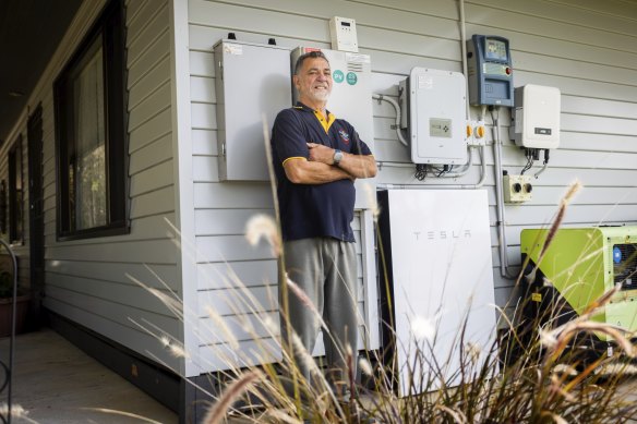 More customers like Tony Debono have signed up to be fitted with solar panels and storage batteries, which enables utilities to aggregate stored solar energy and use it to stabilise the power grid when needed.
