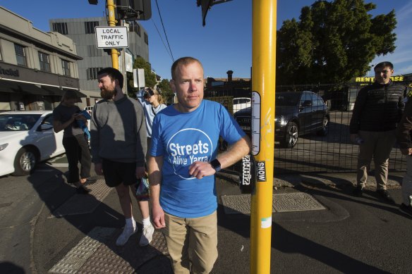 Jeremy Lawrence is pushing for more pedestrian crossings and wider footpaths in his suburb.