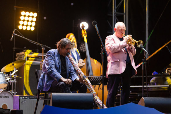 William Barton on stage with the James Morrison Quartet at last year’s Sydney Festival.