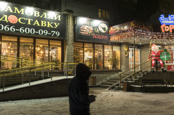 The restaurant Slavnyi Horod, which started serving sushi during the war with Russia, in Slovyansk.