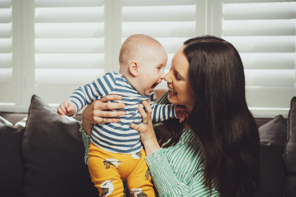 Bella Templeman with Cooper, five months, who was conceived through IVF.