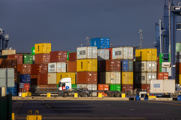 Shipping containers piling up at ports around the world: Technological progress has made the cost savings from outsourcing to low-wage countries minimal, and often outweighed by the logistical disadvantages.