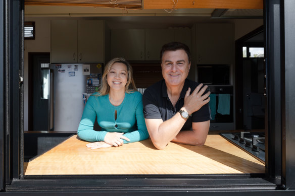 Dr Dang Nguyen and Peter Wigley in their tiny home.