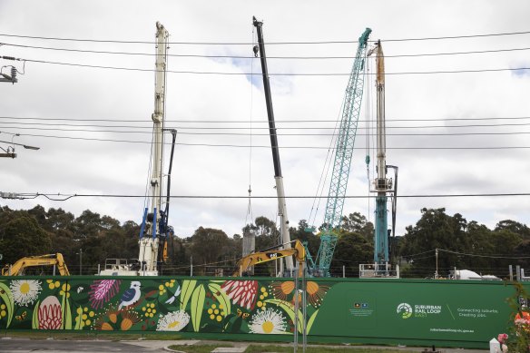 The Suburban Rail Loop worksite in Burwood.