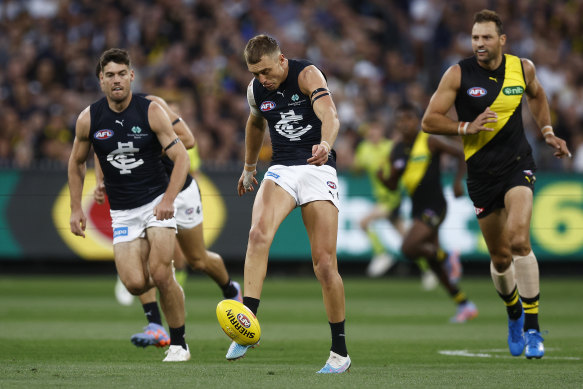 Patrick Cripps says he was proud of how the Blues defence withstood the Tigers in the final term on Thursday night.