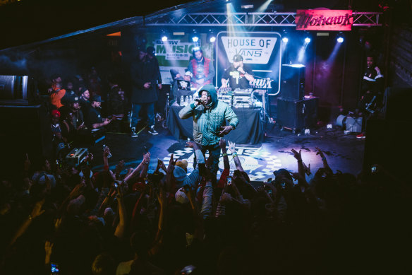 Rapper Joey bada$$ performs at The Mohawk during SXSW in Austin, Texas.