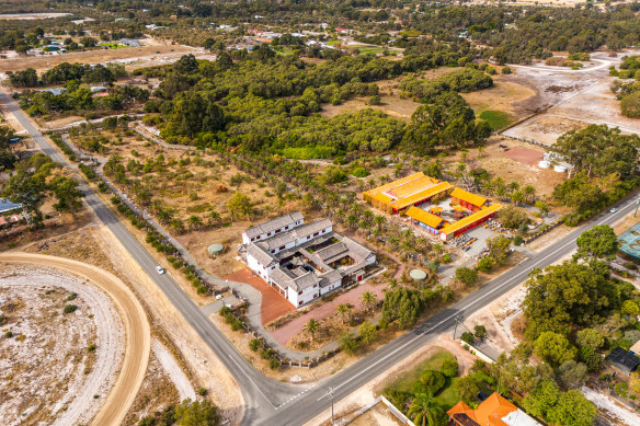 An aerial view of the two properties in Banjup. 