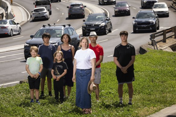 Mary Masters (front) and other West Melbourne residents want to know how thousands of extra vehicles will be managed when the West Gate Tunnel opens.