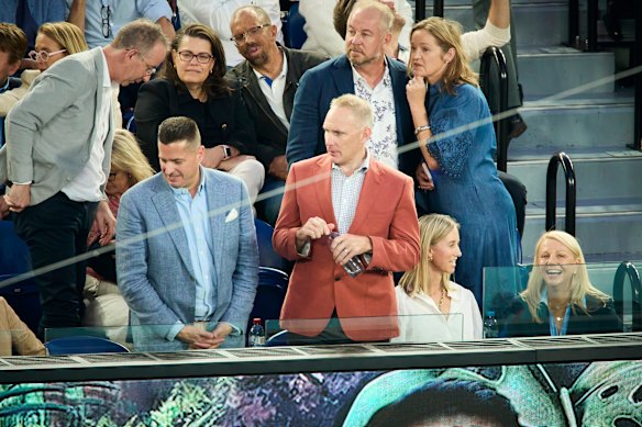 Bank of America CEO Joe Fayyad and TPG Capital CEO Joel Thickins at the Australian Open Men’s final this year.