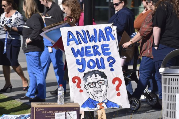 Nurses and doctors chanted “where is Aresh?” at the rally, referring to PCH boss Aresh Anwar.