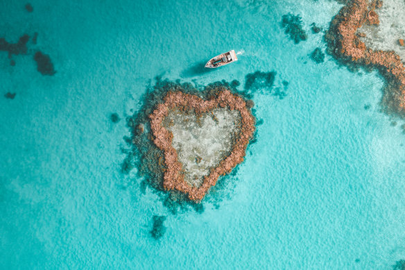 The iconic Heart Island along the Great Barrier Reef.