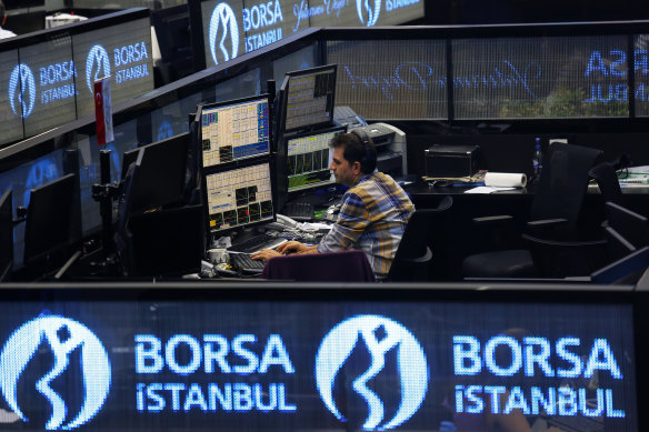 The Borsa Istanbul stock exchange in Turkey, where annual inflation is running at 15.6%. 