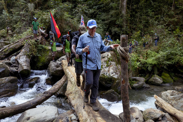 Albanese makes a creek crossing.