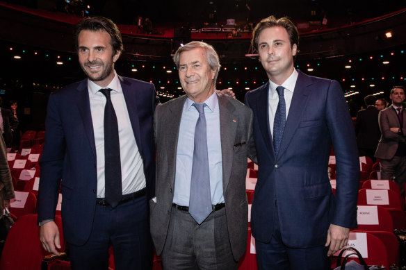 Vincent Bollore, centre, with sons Yannick (left) and Cyrille.
