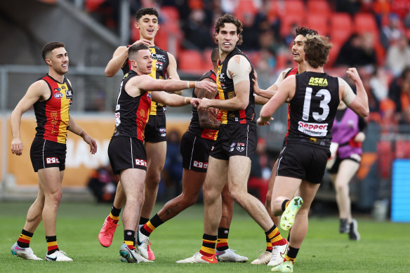 Max King celebrates a goal.