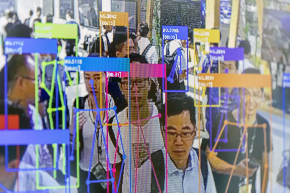 A demonstration of facial recognition technology in China. 