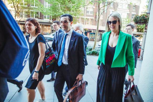 Dr Munjed Al Muderis and his barrister Sue Chrysanthou, SC (left), and partner Claudia Roberts.