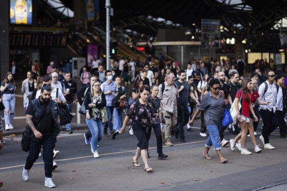 Commuters at Southern Cross Station last Friday morning. Friday is one of the quietest days of the week.