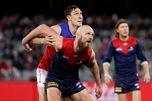 Max Gawn and Oscar McInerney go head to head.