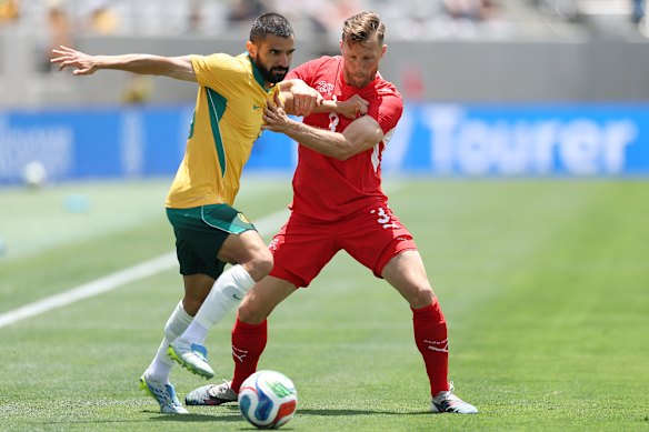 Aziz Behich acquitted himself well in Australia’s 1-1 draw with Switzerland.