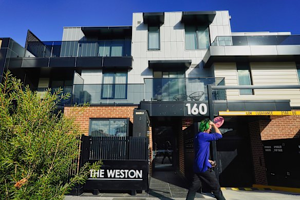 The signs at The Weston development in Brunswick East, which will no longer be lit up.