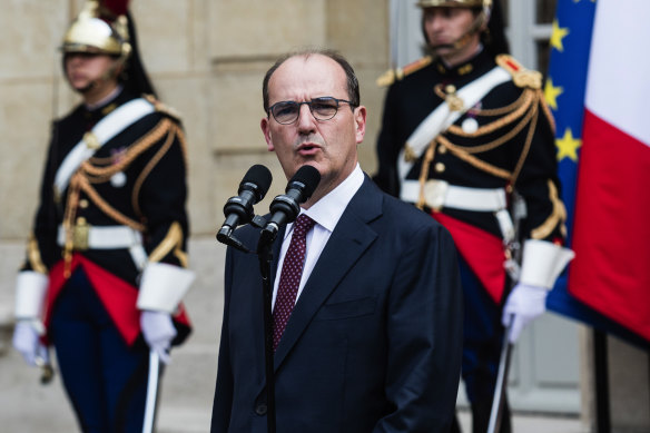 Jean Castex, France’s new Prime Minister, delivers a speech during a handover ceremony at the Hotel de Matignon, the PM's official residence, in Paris.