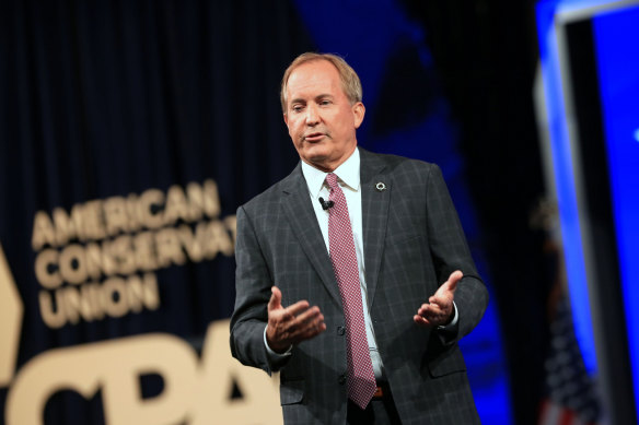 Texas attorney-general Ken Paxton speaking at the Conservative Political Action Conference.