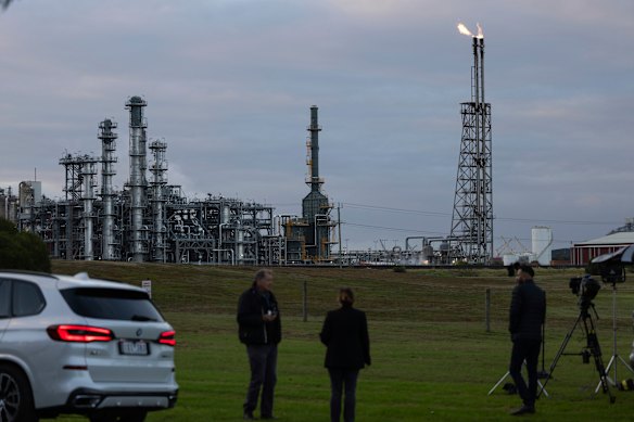 The Viva Energy oil refinery in Corio, Victoria. 