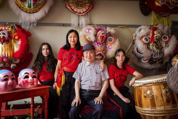 Julie Chen with her father You Ching Chen, 87, her daughters Maya, 16 and Kayla, 14.