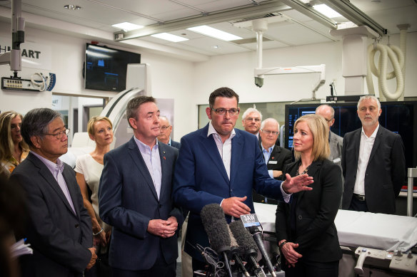 Premier Daniel Andrews on an unrelated visit to Monash Hospital in 2014.