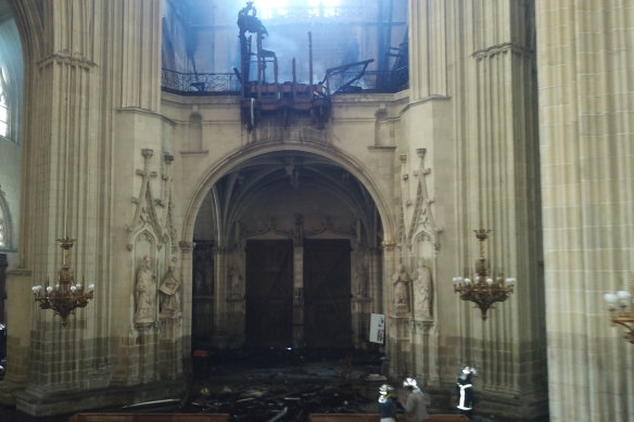The cathedral's organ was totally destroyed in the blaze.