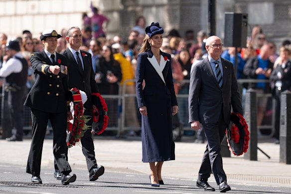 A crowd gathered along Whitehall to watch the wreath-laying ceremony.