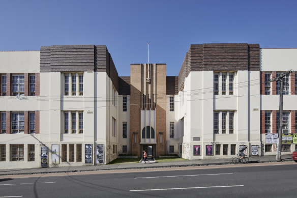 Collingwood Yards’ art deco entrance on Johnston Street.