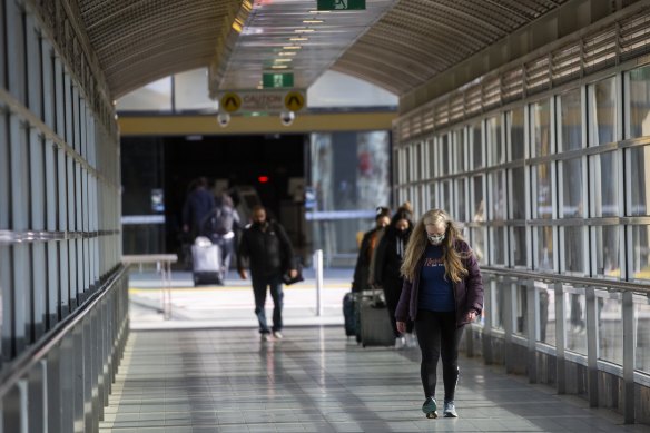 Passengers at Melbourne Airport.