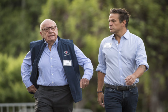 Like father, like son: Rupert and Lachlan Murdoch.