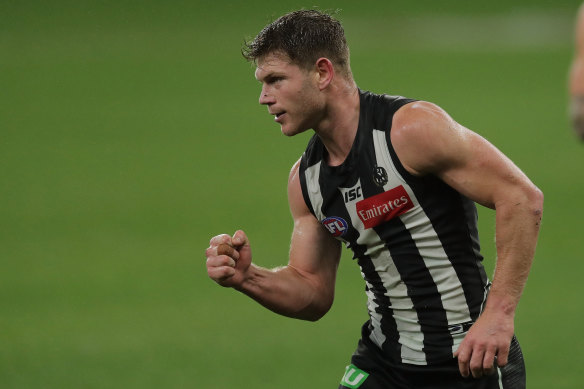 Taylor Adams played a key role in Collingwood's dramatic win over West Coast,