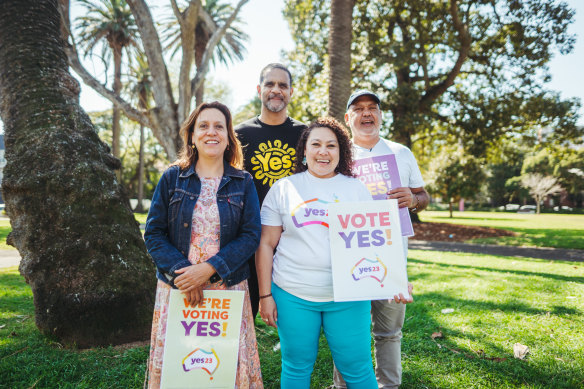 Michael O’Loughlin with other supporters of the Voice referendum last September.