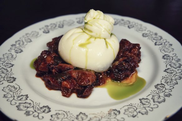 Caponata dish with burrata.
