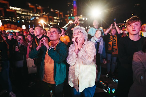 Soccer fans react to the intense penalty shootout.