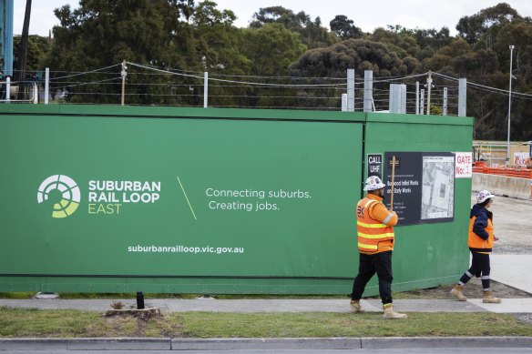 The Suburban Rail Loop East worksite in Burwood. 