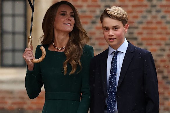 Prince George arrives for first day at elite school Eton College with  parents Prince William and Catherine, Princess of Wales