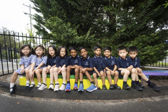 Twin set: Leah and Vivienne Xue, Theodora and Dorothy Ying, Ruban and Rohan Patel, Navil and Neev Shah, and Yi and Ze Yang.