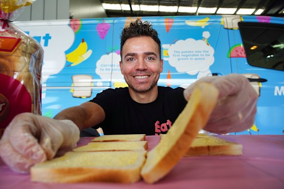 Lyndon Galea makes cheese toasties for kids who might otherwise go hungry at school.